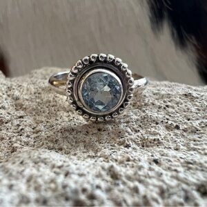 ❤️ Blue Topaz Sterling Silver 925 Bohemian Hippie Southwestern Ring Size 6.75